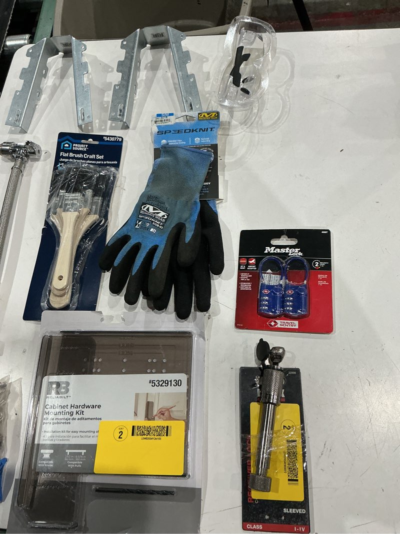 Condition photo showing As Is for assorted home improvement lot (small tools, screw, home accessories, etc.)