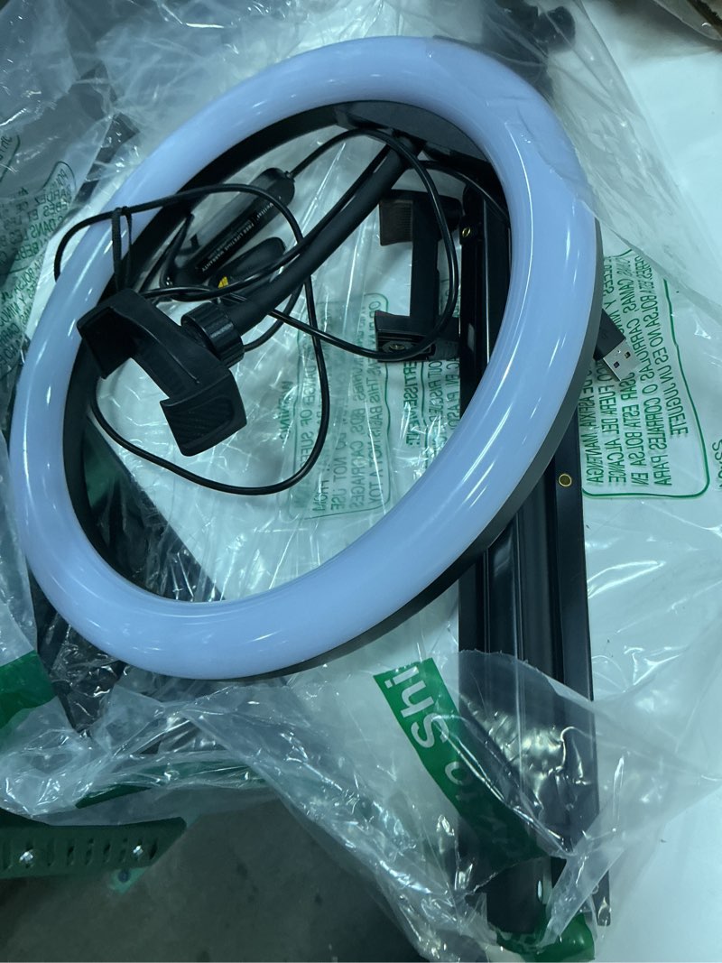 Condition photo showing As Is for weilisi 12'' ring light with stand 72'' tall & 2 phone holders,38 color modes selfie light with tripod stand, big led ring light for iphone/android/camera,youtube,makeup 12'' multicolor