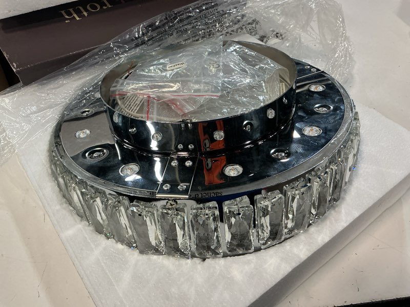Condition photo showing Good Condition for allen + roth willow 1-light 12-in polished chrome led flush mount light