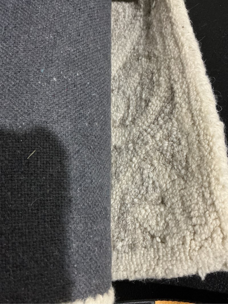 Condition photo showing As Is for allen + roth natural 2 x 6 (ft) loop pile wool natural indoor floral/botanical runner rug