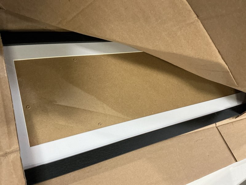 Condition photo showing As Is for 8x24 picture frame with 6x22 mat, panoramic picture frame display photo 6x22 with mat or 8 x 24 without mat, wall hanging large 8 by 24 poster frame with plexiglass, black black 8x24 inch