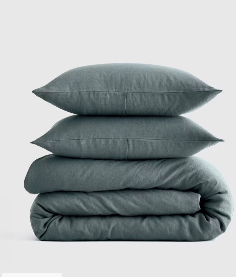 quince linen duvet cover set king ocean