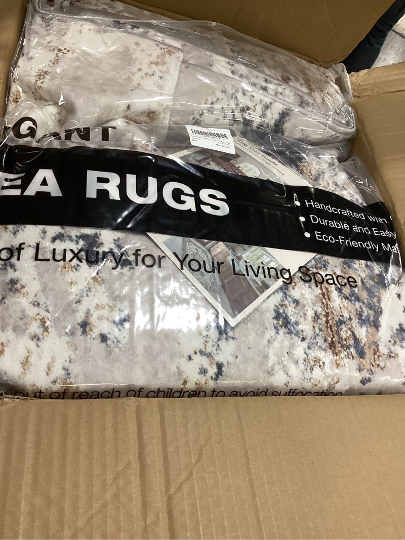 Condition photo showing Good Condition for area rug living room rugs - 8x10 abstract large soft indoor washable rug neutral modern low pile carpet for bedroom dining room farmhouse home office - beige blue beige blue 8' x 10' (rectangular)