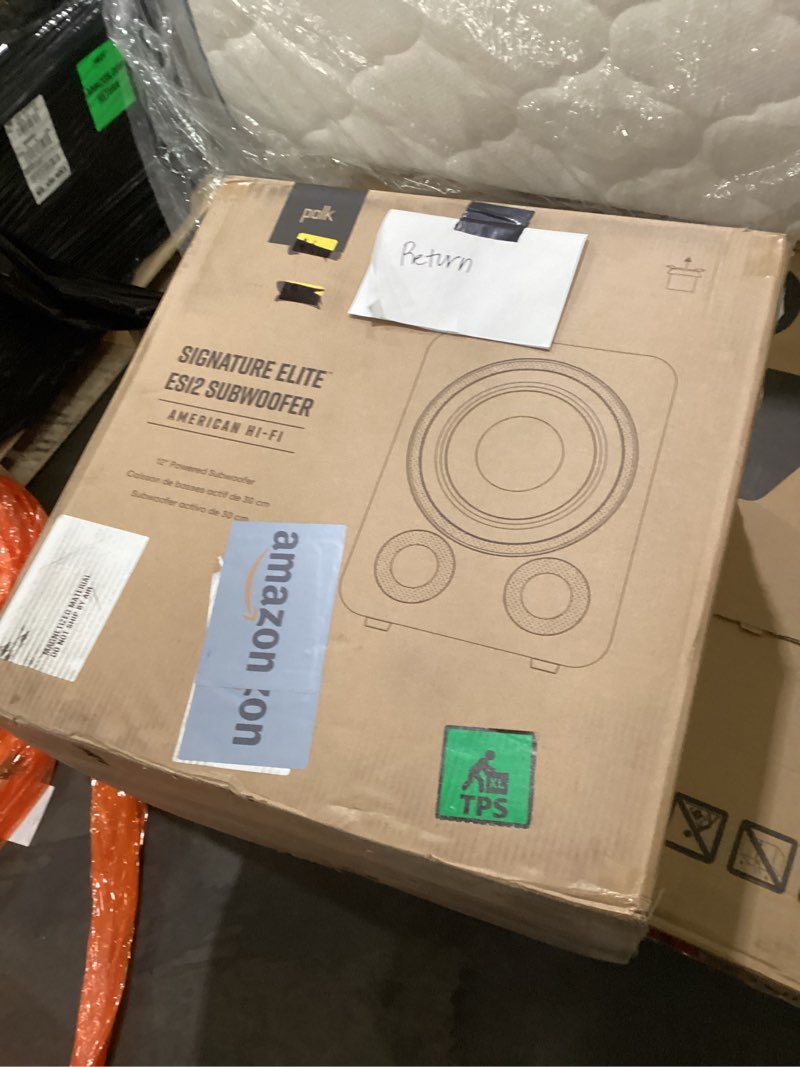 Condition photo showing As Is for Polk Audio Signature Elite ES10 Powered Subwoofer (Black), 10" Long-Throw Woofer with Mineral-Filled Polymer Cone, 200W Class D Amplifier, Front Firing Home Subwoofer, Time-Smart Phase Control Black ES10 Subwoofer