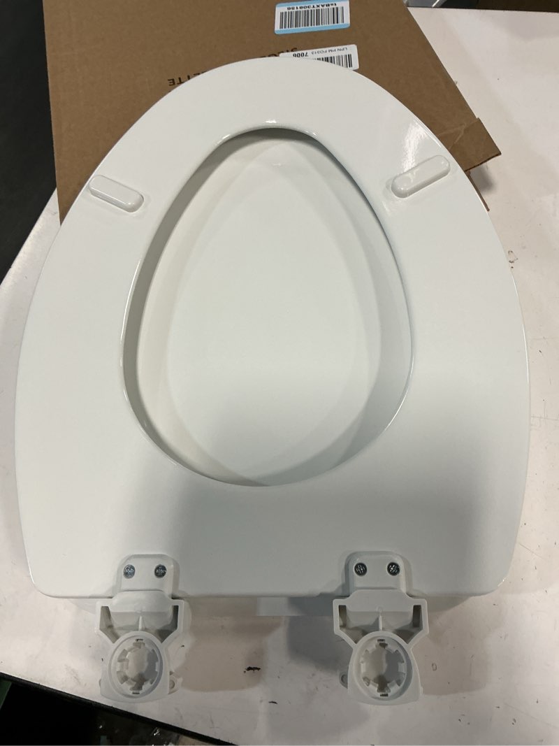Condition photo showing Good Condition for CHURCH Toilet Seat, Easy Clean Hinges Release for Deep Cleans, Durable Enameled Wood Seat, Elongated, White Elongated White