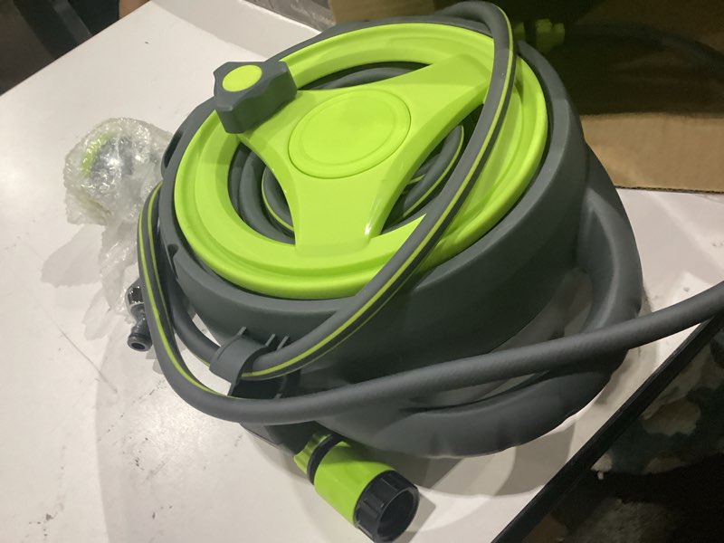 Condition photo showing Good Condition for retractable garden hose reel, 45+5ft home hose reel with10 patterns spray nozzle, adapts to standard us hose plugs, for garden watering, floor cleaning, pet cleaning