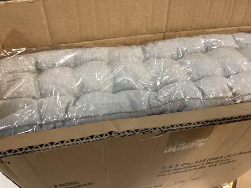 Condition photo showing New/Like New for Intelligent Design Azza Floor Pillow, Large Cushions Sitting for Adults, Floor Pillow for Meditation or Yoga, Lustrous Chenille Tufted with Scalloped Edges for Bench/Chair Cushion, 20"x20"x5" Grey 20"W x 20"L x 5"H Square Grey