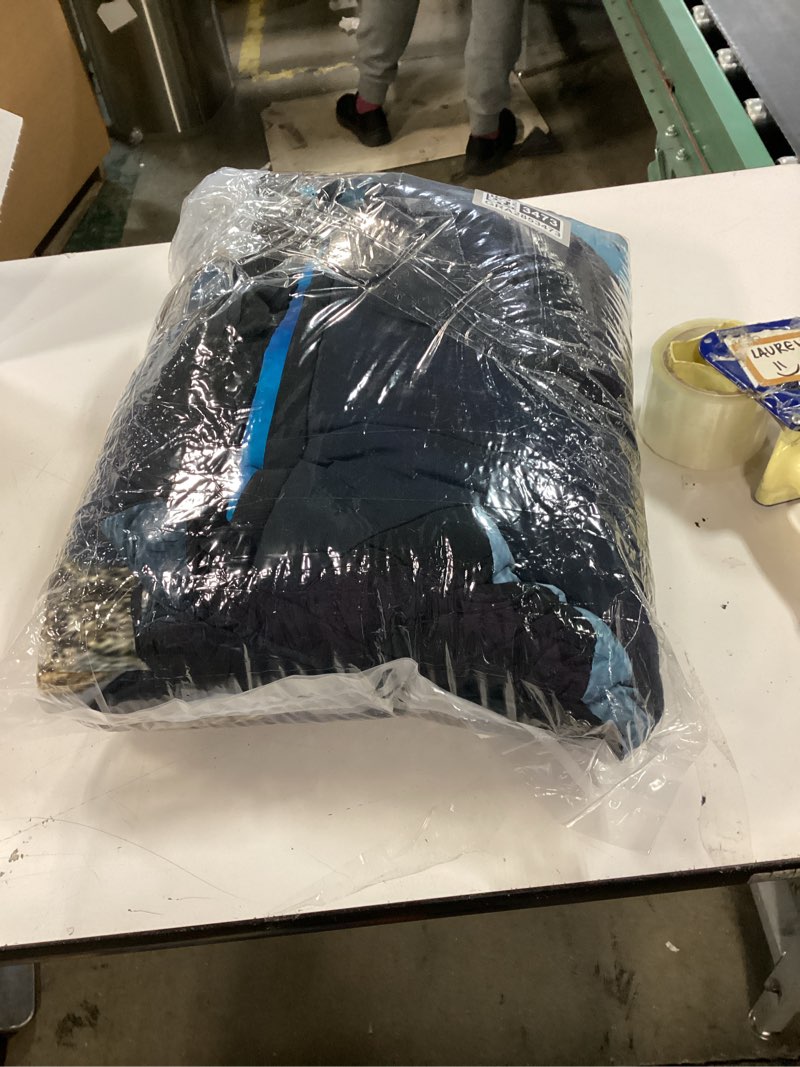Condition photo showing As Is for Blue and Gold Comforter Blue Marble Bedding Set 8 Pieces Full Bed in a Bag with 1 Black Gold Comforter, 1Flat Sheet, 1 Fitted Sheet, 4 Pillowcases, 1 Marble Cushion Cover Dark Blue Full