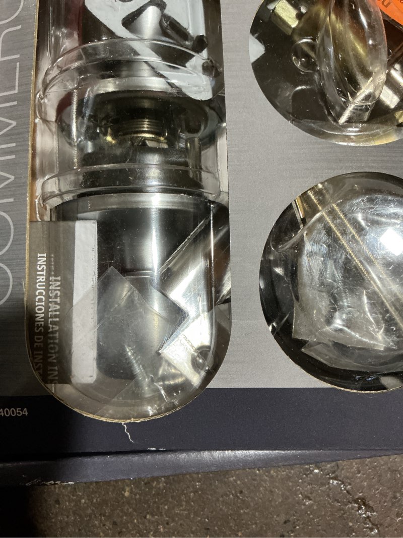 Condition photo showing As Is for light duty commercial ansi grade 2 entry knob and deadbolt ul 3-hour fire, keyed alike satin chrome
