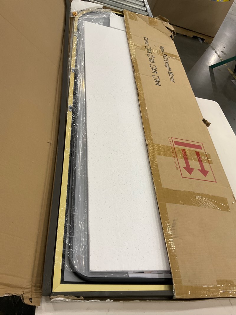 Condition photo showing New/Like New for 56" x21 Arched Full Length Mirror Floor Mirrors with Aluminum Alloy Frame Free-Standing Wall Mounted Floor Mirrors or Large Dressing Mirror, Gold Mirror Full Length