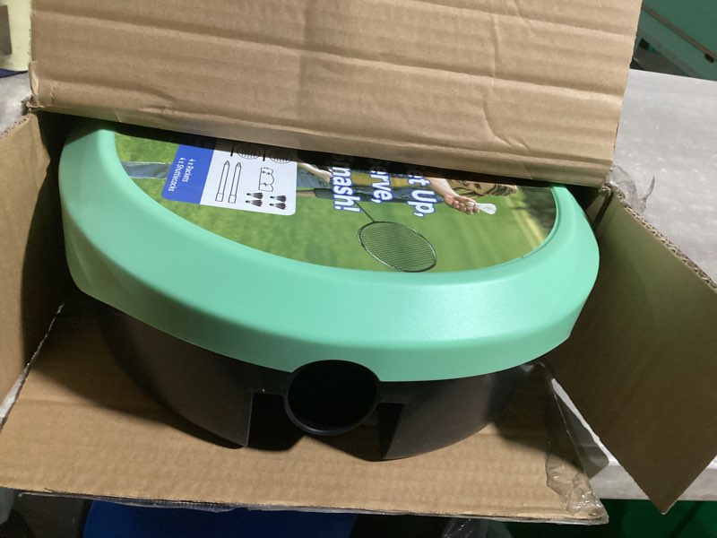 Condition photo showing As Is for bagail portable badminton net set - storage case - freestanding base - quick setup - pop up badminton net with 4 rackets, 4 shuttlecocks for indoor & outdoor games, backyard family fun