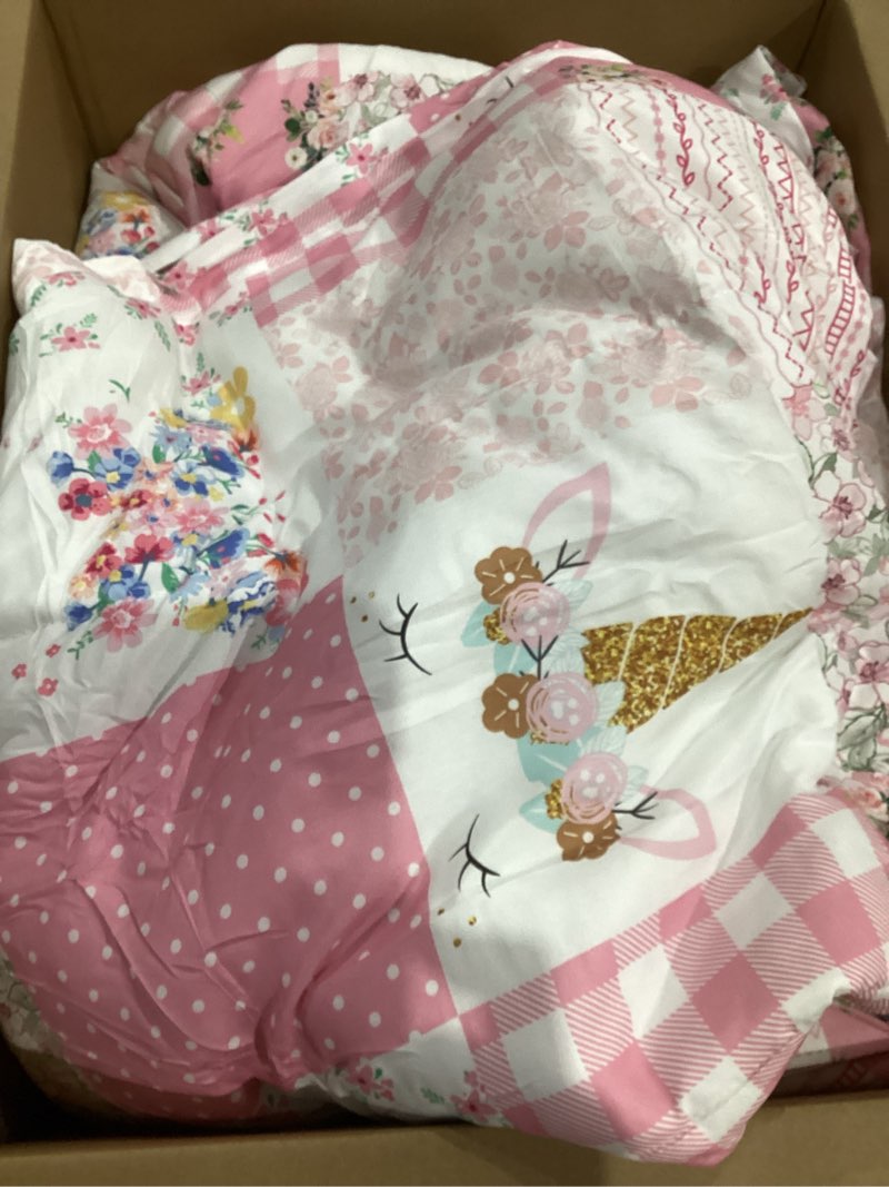 Condition photo showing Good Condition for Item similar))))))Kids Comforter Sets for Girls Unicorn Twin Bedding Set Pink Bed Set with Pillowcase in A Bag Children Bedroom Decor Soft Lightweight for All Season Durable Machine Washable