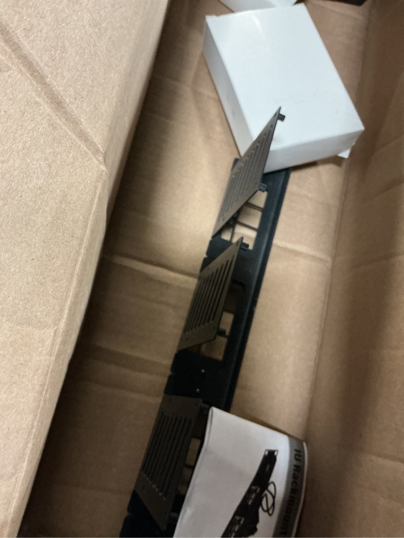 Condition photo showing As Is for geeekpi 19 inch 1u rack mount for raspberry pi 5, with 4pcs pcie to m.2 nvme ssd adapters and oled display, compatible with 19 inch server rack