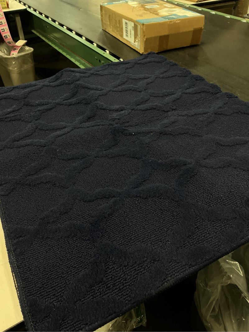 Condition photo showing Good Condition for (unknown size)garland rug quatro navy  cut-loop trellis area rug –soft, comfortable, stylish & budget-friendly rug in a beautiful solid navy blue navy ' (rectangul