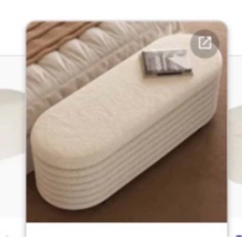 GLAXYFUR Oval Storage Ottoman Bench, Sherpa Foot Rest, 43 Inch Folding Ottoman for Living Room, Bedr