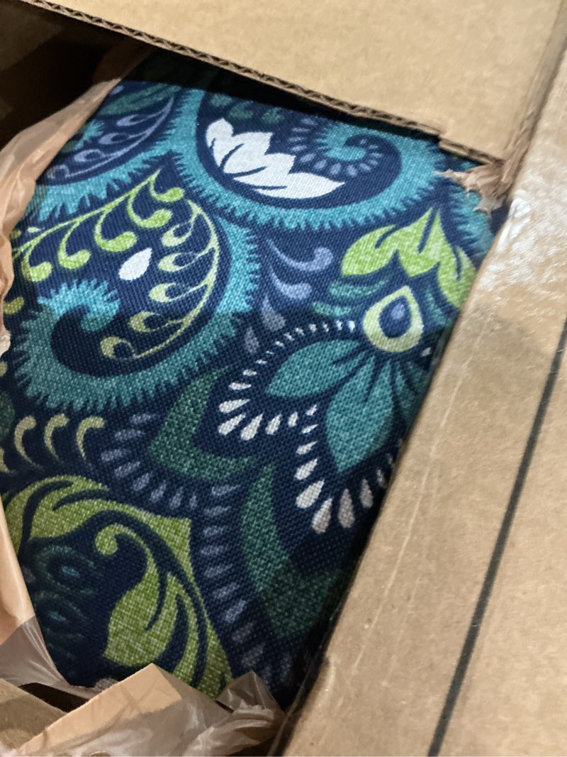 Condition photo showing Good Condition for arden outdoor toss pillow, 2 pack, 16 x 16, rain-proof, fade resistant sapphire aurora blue damask 16 x 16 sapphire aurora blue damask 2