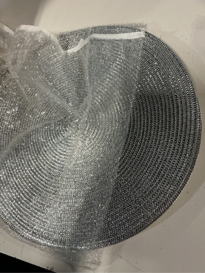 Condition photo showing Good Condition for dii woven placemats collection metallic round placemat set, 15", silver, 6 piece