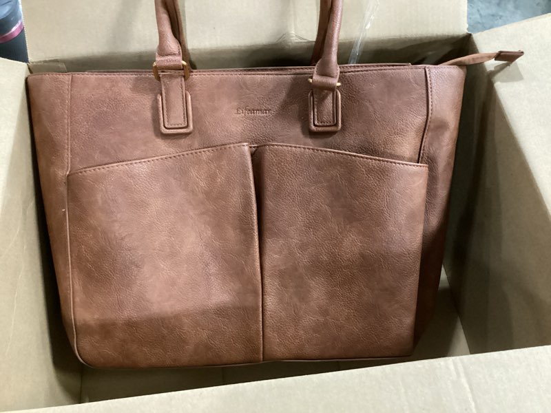 Condition photo showing Good Condition for Lifeamar Laptop Tote Bag for Women Leather Work Bags, Large Teacher Bag Capacity With Large Cup Holder for Women, Nurse Brown 15.6inch