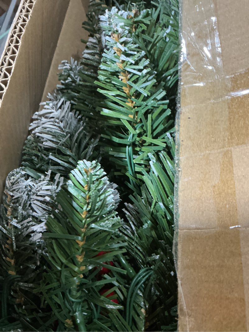 Condition photo showing Good Condition for TURNMEON 6.5 Ft Prelit Artificial Christmas Tree 400 Color-Changing Lights Warm White & Colorful 8 Modes Snow Flocked Thick Full Pine Tree Pinecone Berries Christmas Decoration Indoor Outdoor Holiday
