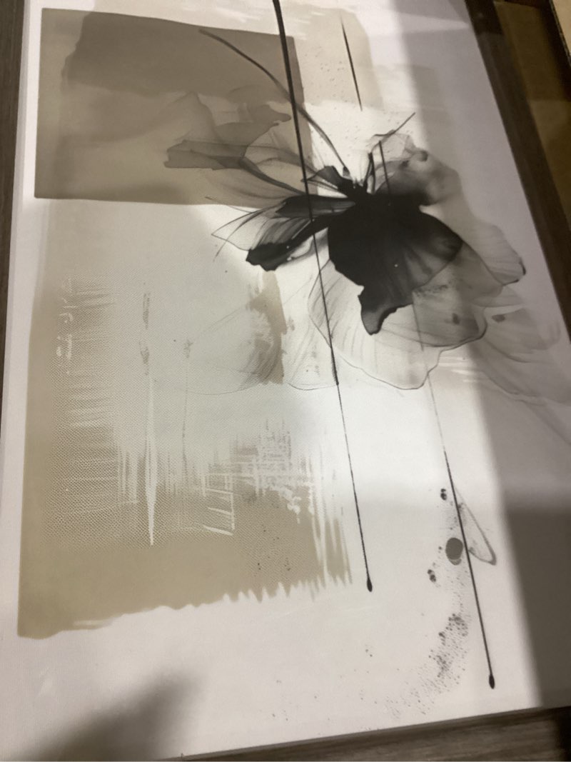 Condition photo showing New/Like New for tocliky modern abstract floral wall art minimalist neutral canvas painting decor beige cream and black wall art contemporary flower picture prints for living room bedroom 16x24 inch framed set of 2 16x24 inch framed ink wash flower prints