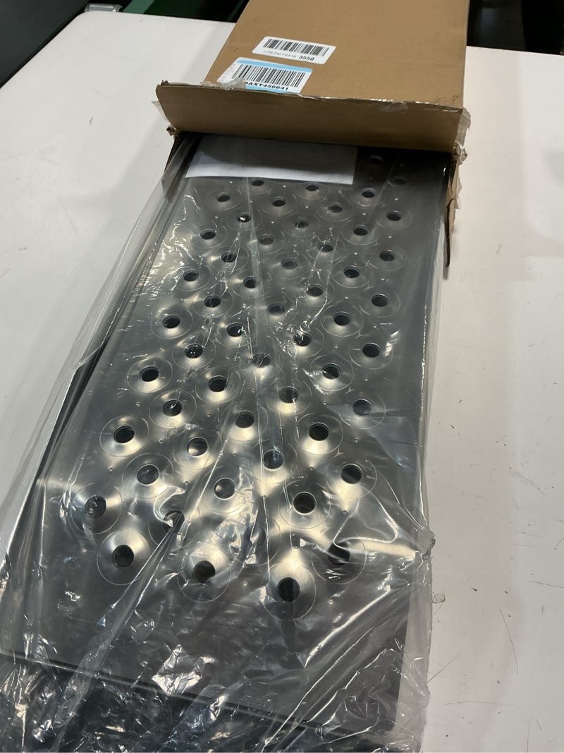 Condition photo showing Good Condition for Aluminum Shed Ramp 2PCS, 880 LBS Capacity 47.2" x 8.5" Loading Ramps, Lightweight Sturdy Anti-Slip Ramps with Punch Plate Surface for Lawn Mower, Bike, Hand Truck, Motorcycle 880 lbs - 47.2" L