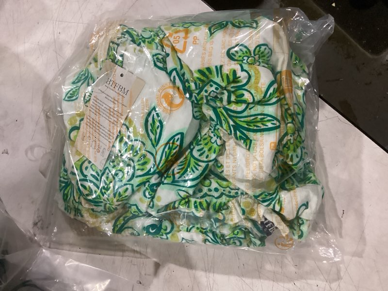 Condition photo showing Good Condition for btfbm women summer floral short dresses v neck short sleeve tiered ruffle boho swing dress a-line mini dresses floral white green small