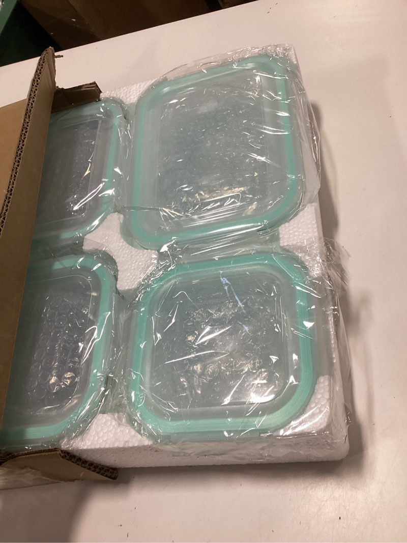 Condition photo showing Good Condition for 8-piece glass food storage container, glass pre meal preparation container, with sealing cover, suitable for use in microwave ovens, ovens, refrigerators, and dishwashers