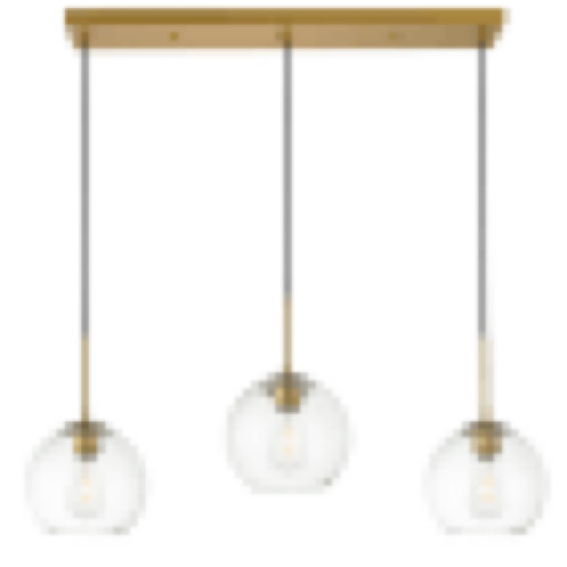 Emak Gold Kitchen Island Lighting, 3-Light Dining Room Light Fixtures Over Table with Clear Glass Sh