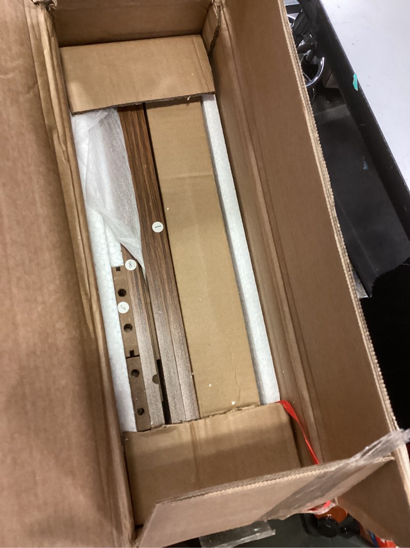 Condition photo showing New/Like New for Smuxee Walnut Sideboard Cabinet, Freestanding Buffet Cabinet with Line Groove Design, Wood Storage Cabinet with Adjustable Shelf for Living Room, Entryway, Hallway