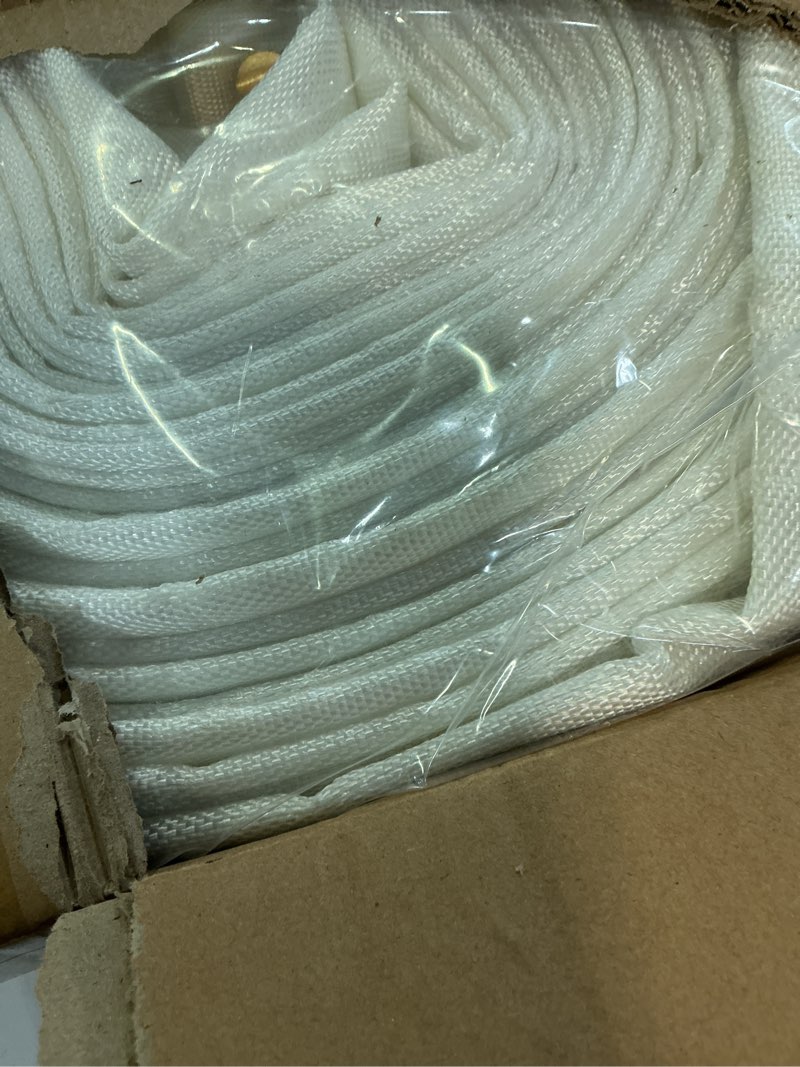 Condition photo showing New/Like New for fire hose, 1-1/2" id x 100 ft firefighter hose, white industrial flat water hose with m x f nst/nh brass couplings for indoor outdoor fire, home garden irrigation