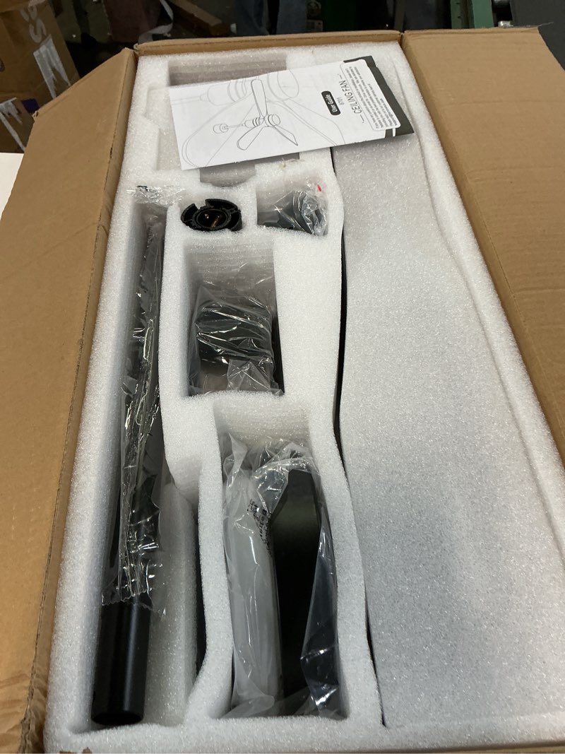 Condition photo showing New/Like New for ceiling fan with lights remote control, 52 inch black ceiling fans with 3 downrods, 3 blades, timer, 6 speed modern fan quiet reversible dc motor for patio bedroom outdoor/indoor,52in,black black 52 inch