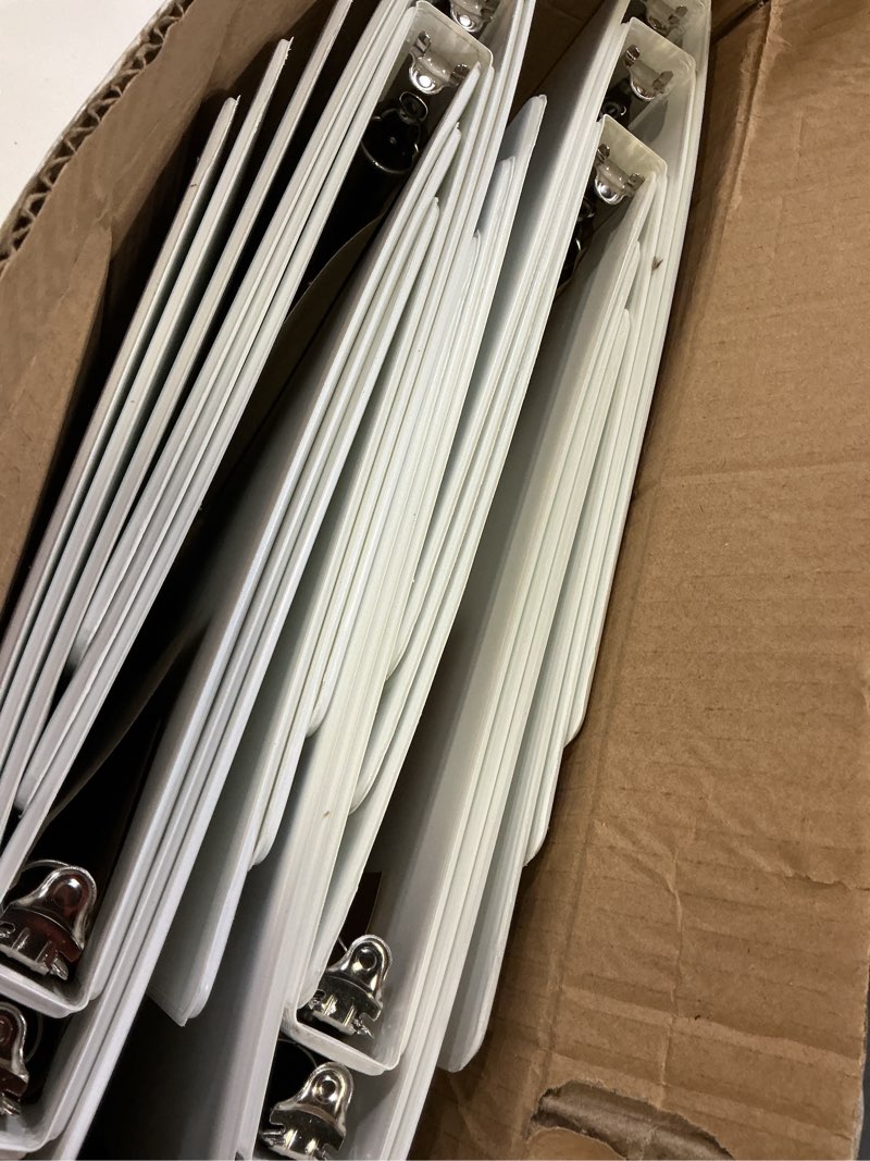 Condition photo showing Good Condition for durable 1/2 inch 3-ring binder, 0.5-inch round ring binder with 2 inside pockets, 12 pack white binders, clear view coverbinder holds 8.5'' x 11''paper for office/home/back to school 0.5 inch 12pack white