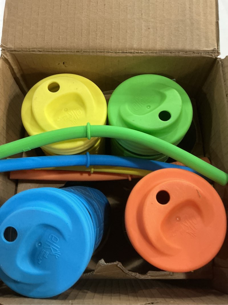 Condition photo showing As Is for Elk and Friends Kids + Toddler Glass Cups | The Original 12oz Glass Mason Jar with Sleeves + Lids | 
