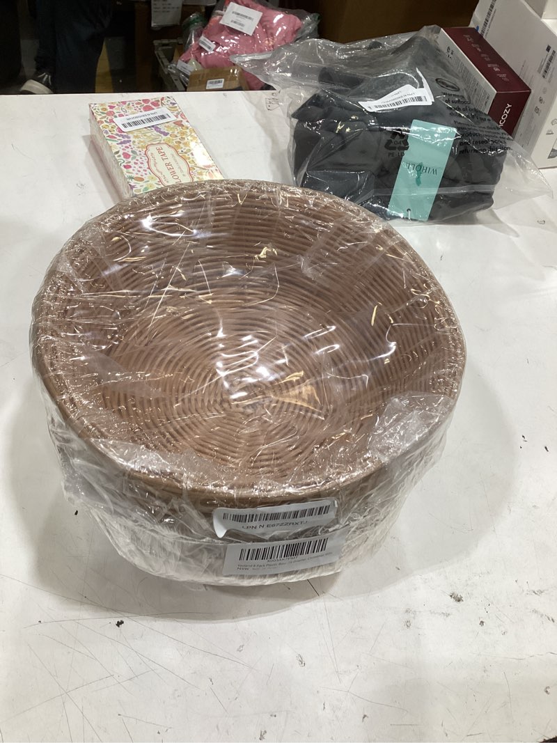 Condition photo showing Good Condition for yesland 8 pack plastic round basket large gift baskets - 10.25 inch woven bread roll and food serving baskets - food storage basket bin for kitchen, restaurant, centerpiece display, christmas gifts