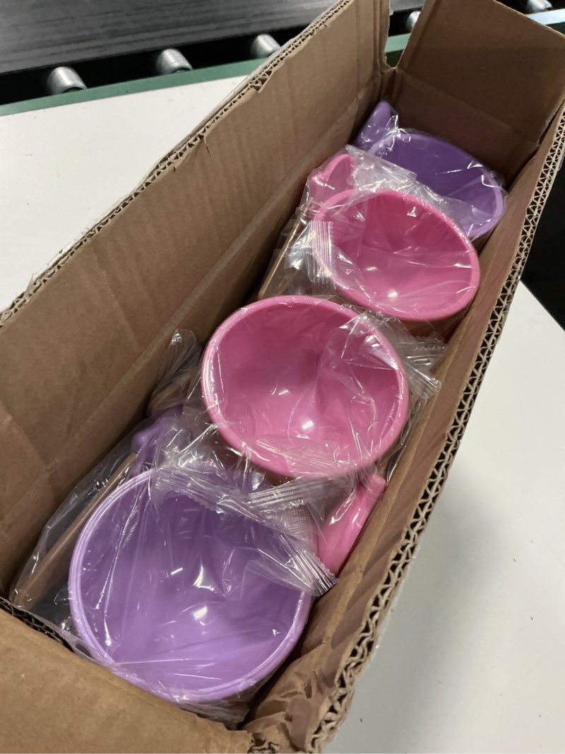 Condition photo showing New/Like New for 24 pcs ice cream bowls, plastic cartoon ice cream cups and spoons set reusable cute candy color dessert frozen yogurt bowl container party favors sundae birthday decorations summer holiday supplies multicolour 24