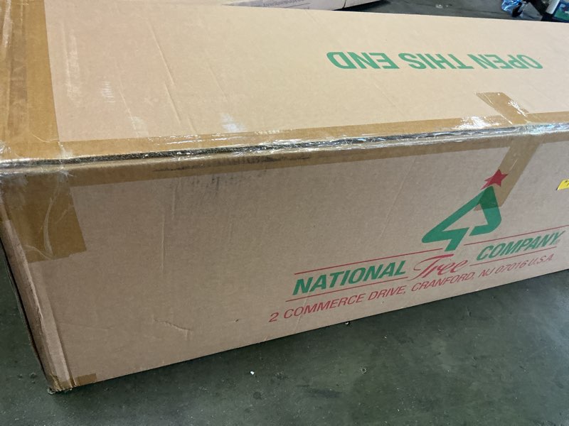 Condition photo showing New/Like New for National Tree Company 10 ft Pre-Lit Dunhill Fir Artificial Christmas Tree, 1,200 Clear Lights, 5,090 Tips, Includes Stand, Green