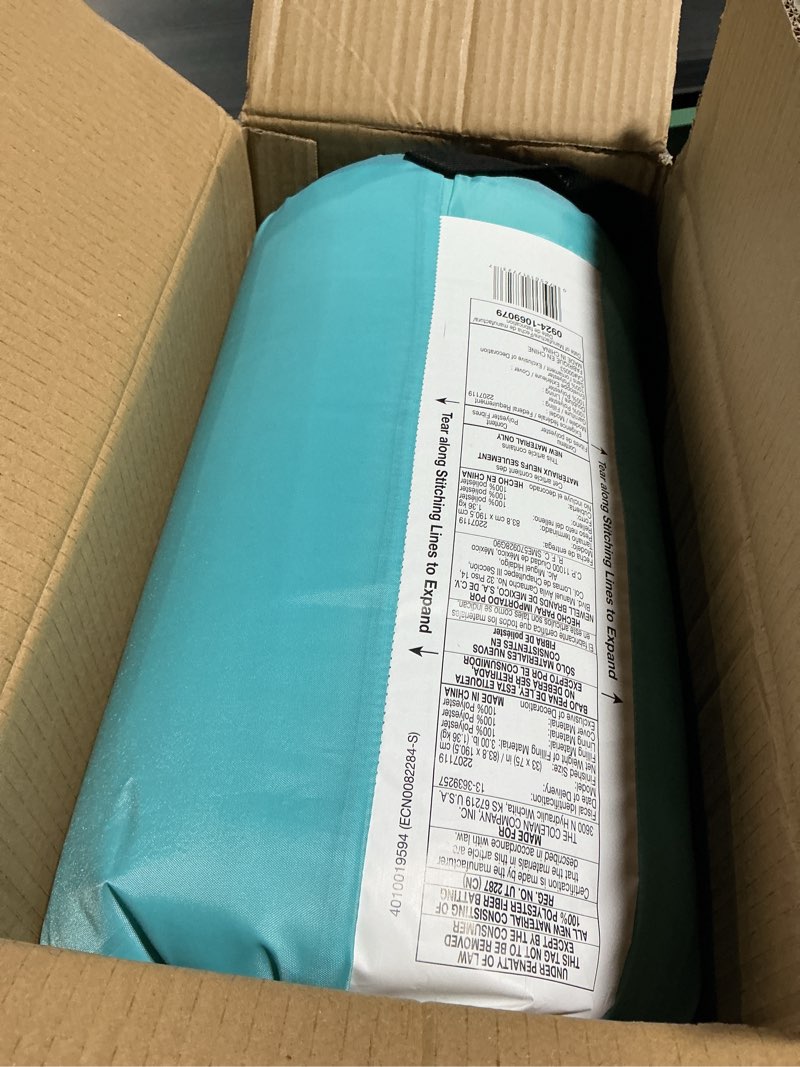 Condition photo showing Good Condition for coleman flatlands 30/40/50°f sleeping bag, made from 100% recycled material, big & tall options, cool-weather sleeping bag for camping, sleepovers, guests & more 50°f regular size pfas-free