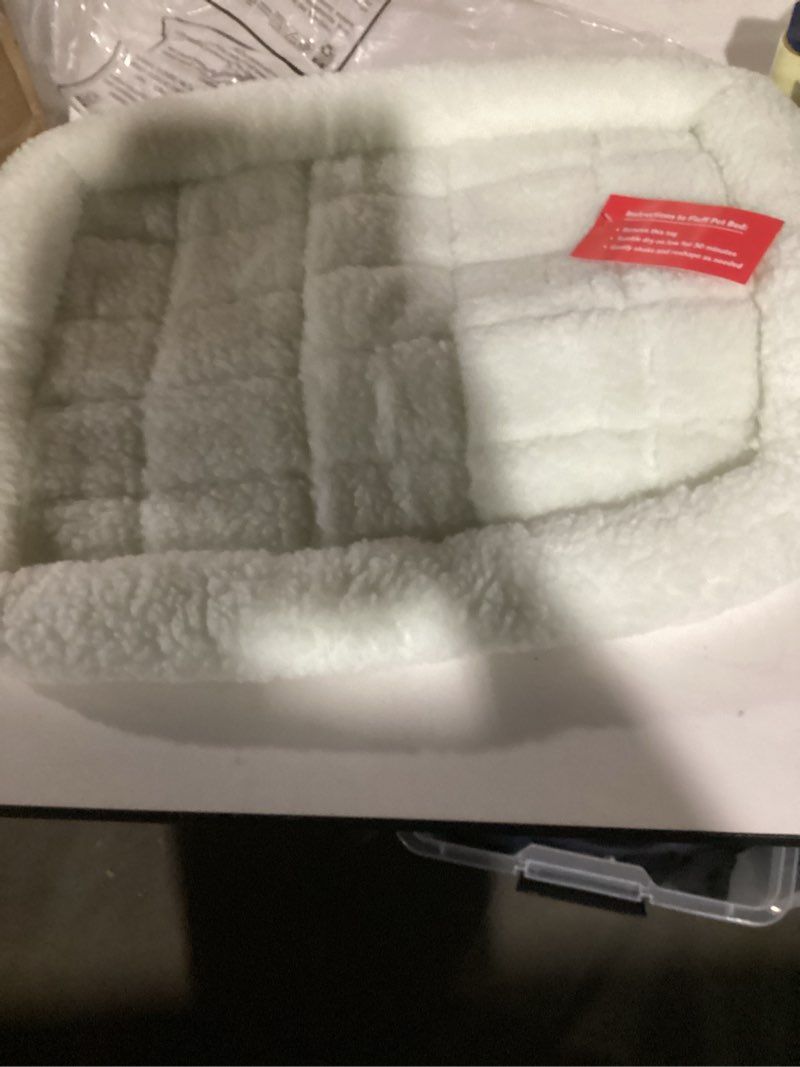 Condition photo showing Good Condition for MidWest Homes for Pets Intermediate QuietTime Double Bolster Pet Bed, White Plush 36-Inch Crate Mat with Stacked Bolsters, Machine Wash, Secure Fit with Elastic Straps