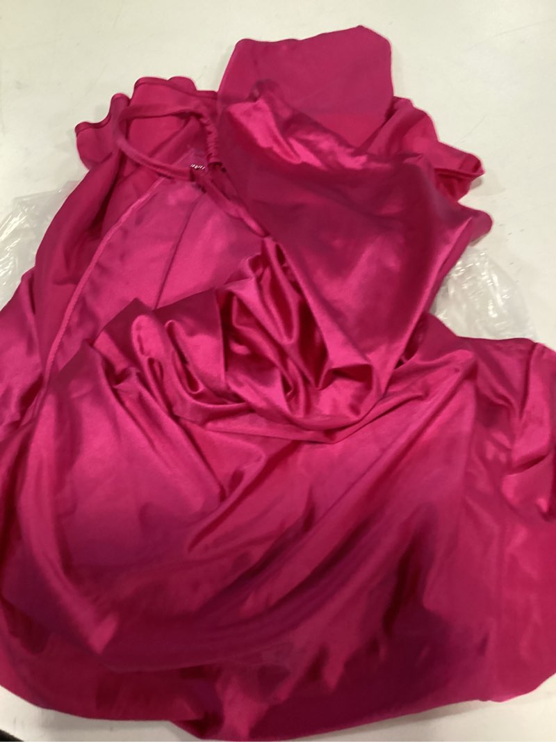 Condition photo showing Good Condition for zise m memoriesea women's sexy one shoulder high split cocktail wedding party maxi dress small rose red