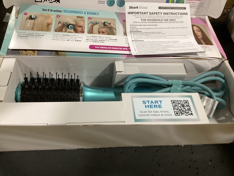 Condition photo showing Good Condition for shark glossi 2-in-1 hot tool and air glosser, ultra-fast, ultra-glossy blowouts at-home, heat-controlled ceramic, curly, coily, and color friendly, jewel teal, ht302tl