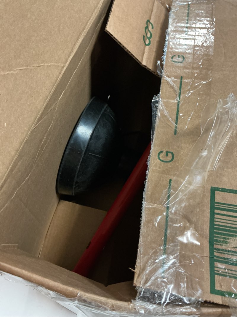 Condition photo showing As Is for heavy duty toilet plunger for bathroom - commercial & industrial plunger with high-grade suction cup - drain, sink & toilet clog remover - flange plunger with red handle