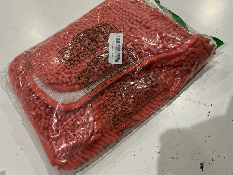 Condition photo showing Good Condition for olanly toilet rugs u-shaped 24x20, extra soft absorbent chenille contour bathroom rugs for toilet, dry quickly, machine washable, non-slip bath mat, coral 24" x 20" contour rug coral