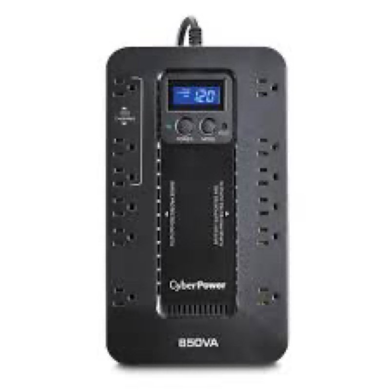 CyberPower EC850LCD Ecologic UPS Battery Backup and Surge Protector, 850VA/510W, 12 Outlets, ECO Mode, Compact, UL Certified