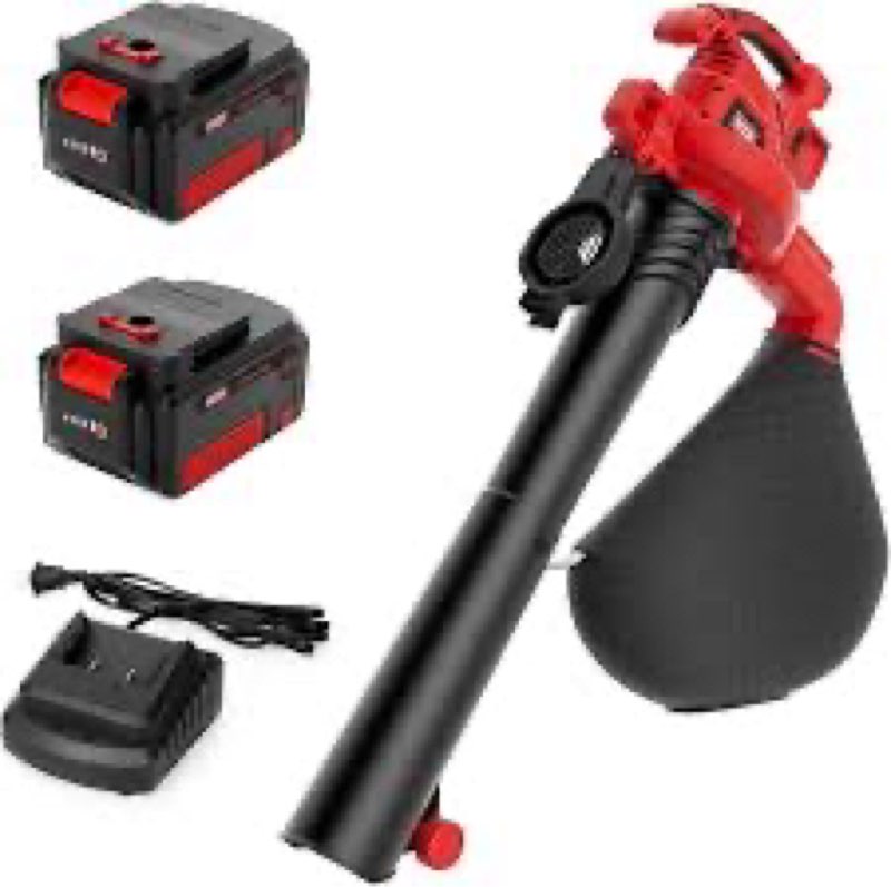 mzk 40v cordless leaf blower vacuum mulcher, 3-in-1 battery powered leaf vacuum with 40l bag, 600 cf