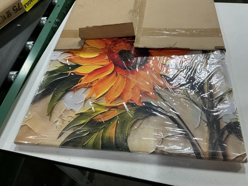 Condition photo showing New/Like New for sunflower canvas wall art, 2d no texture sunflower painting poster, yellow flower wall decor, simple flower picture for wall living room bathroom bedroom home decoration 24*36 in ( stretched canvas on a wooden frame) stretched canvas on a wooden frame 24*36 in( stretched canvas on a wooden frame)