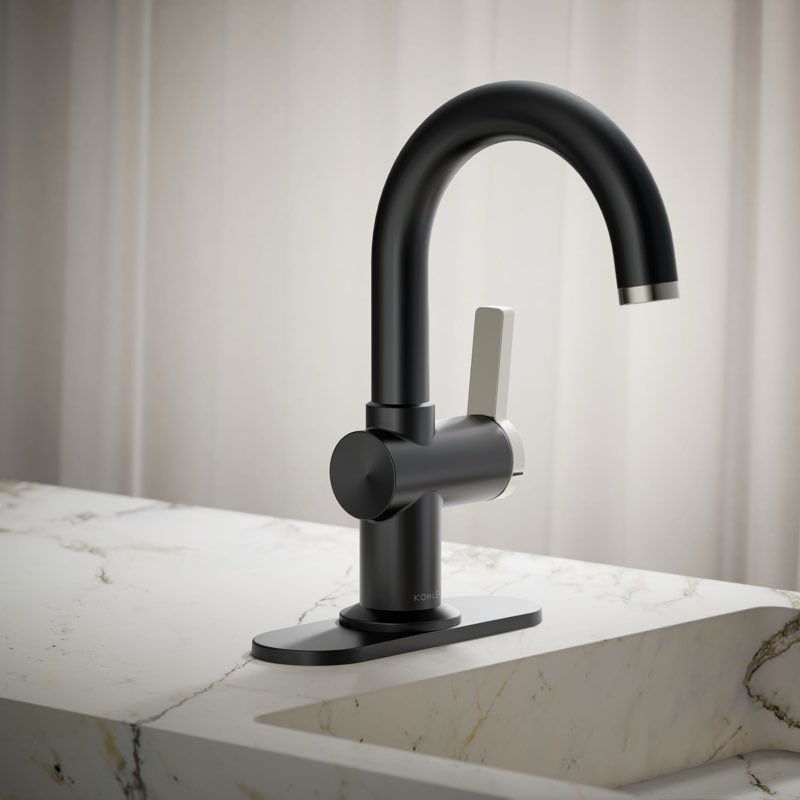 KOHLER Premise Matte Black/Polished Nickel Single Hole 1