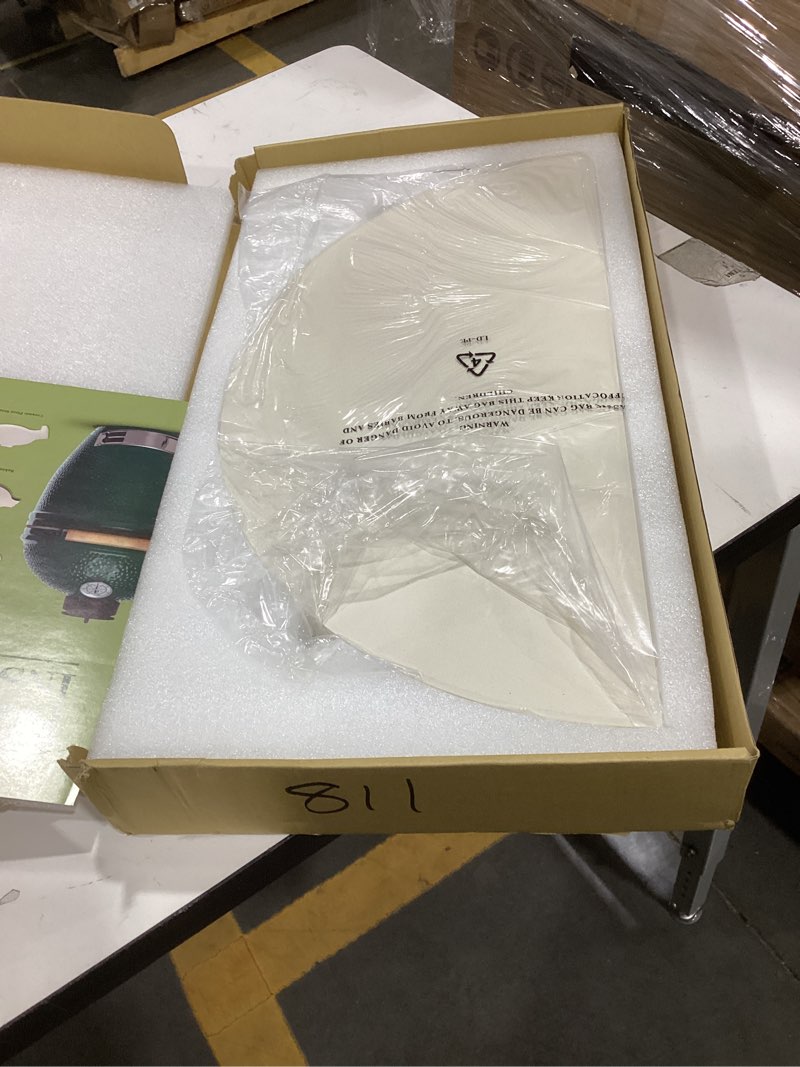 Condition photo showing Good Condition for quantfire half-moon ceramic heat deflector plates for kamado joe big joe i, ii, iii,big green egg bbq accessories 2-pack, white 20in
