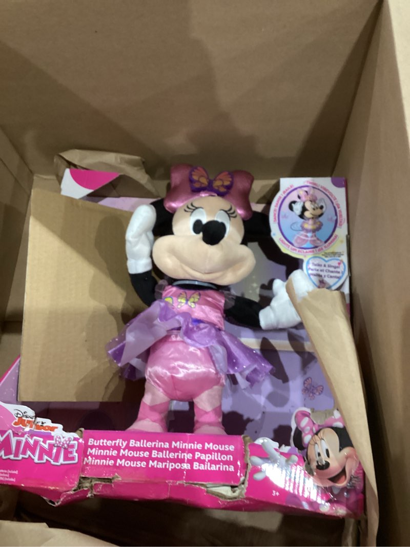 Condition photo showing As Is for Just Play Minnie Disney Junior Mouse Sing and Dance Butterfly Ballerina Lights and Sounds Plush, Sings Just Like a Butterfly, Kids Toys for Ages 3 Up