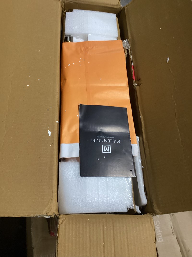 Condition photo showing Good Condition for Signature Design by Ashley Ryandale | Contemporary Accent Table – Glass Top, Aluminum Frame & Marble Shelf, Antique Brass Finish