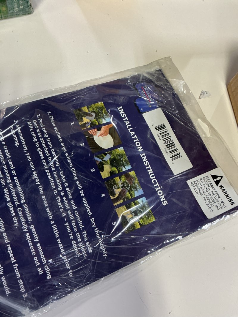 Condition photo showing Good Condition for DCentral® Heron Scene- Decorative Window Vinyl “Etched” Glass Cling Decal – 8” x 12”. Objects are Opaque – Background is Clear